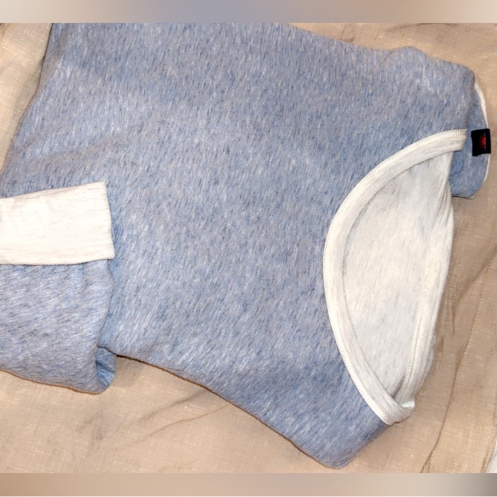 Pristine FAHERTY cloud reversible crew in ivory heather/light blue heather XXL - Picture 11 of 14
